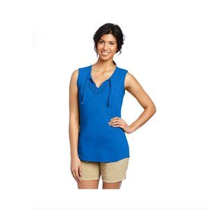 ExOfficio Women's Go-to Ruffle Sleeveless Top, South Pacific Blue, X-Small